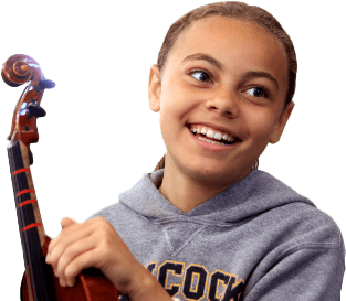 Student holding an instrument